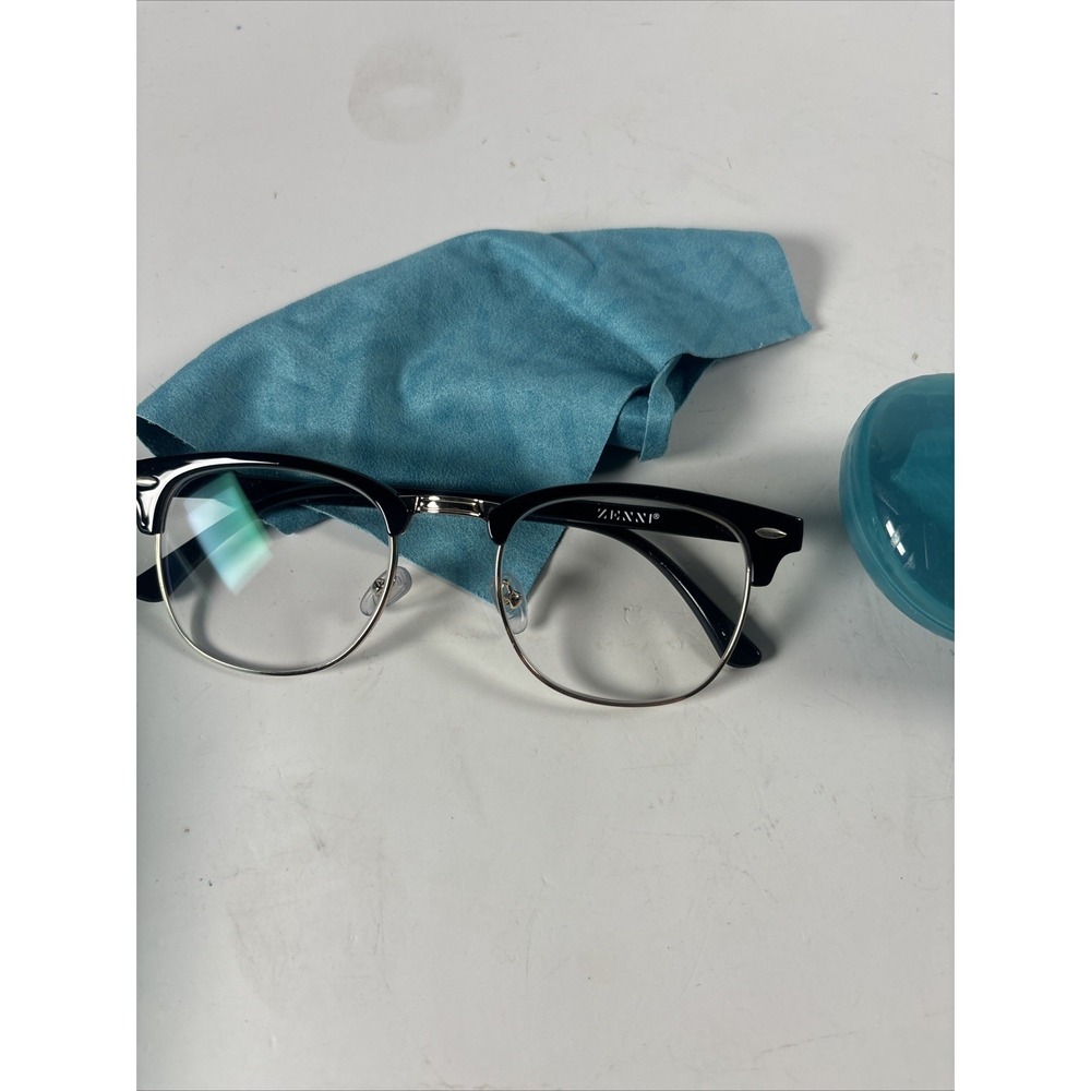 Zenni Optical Round Eyeglasses Black Frame Clear Lenses w/ Case & Cloth - Picture 6 of 6